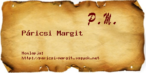 Páricsi Margit névjegykártya